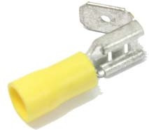 Клемма гнездо+штекер 6,4x0,8, 0,3, S4,0-6,0, обжимная, латунь луженая, желтая; №781 Y клемма гн+штек 6,4x0,8\0,3\ S4,0-6,0\обж\лат луж\жел\