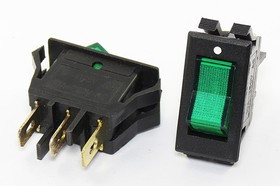 Переключатель клавишный, контакты 3T, 10А, ON-OFF, подсветка черная/ILкрасная, IRS1-2B