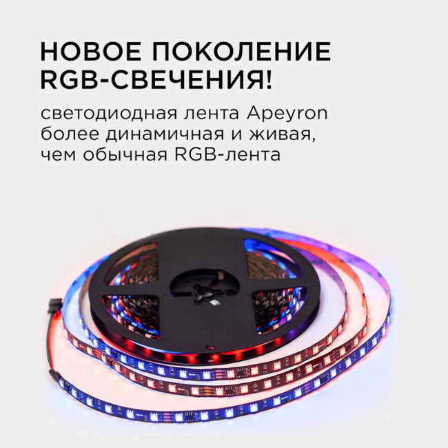 10-101 Комплект адресной светодиодной ленты 24В, 14,4Вт/м, smd5050, 60д/м, IP20,подложка 10мм(черная 10-101 Комплект адресной светодиодной ленты 24В, 14,4Вт/м, smd5050, 60д/м, IP20,подложка 10мм(черная