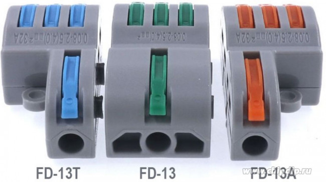 FD-13, Клемма соединительная проходная 3 контакта 0,08-2,5мм²