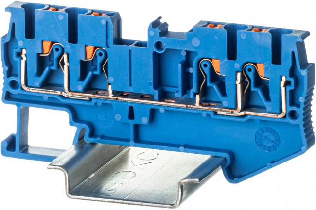 VPR-2.5-QUATTRO-BU, Клемма проходная , зажим push-in, 4 точки подключения, 2.5 кв.мм, синяя