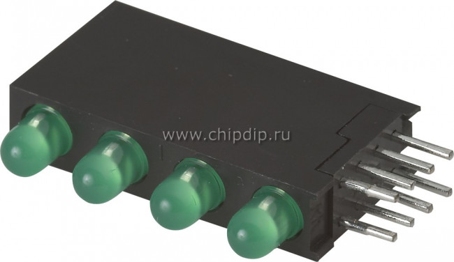 L-934SB/4GD, Светодиодный модуль 4LEDх3мм/зеленый/ 568нм/8-20мкд/60°