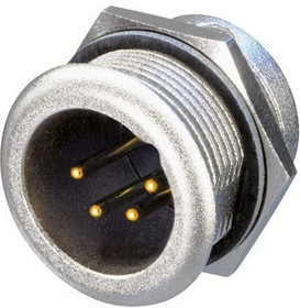 NC4MPR-HD, Panel Mount XLR Connector, Male, 50 V, 4 Way, Gold over Nickel Plating