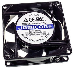 JA0825H2S0N-T, вентилятор 220В 80х80х25мм подшипник скольжения клеммы