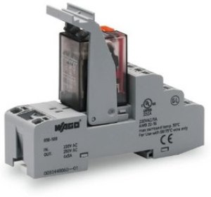 858-508, Реле на дин-рейку, 220V AC, 4 п.к., 5A, AgCe, ручной режим 858-508, Реле на дин-рейку, 220V AC, 4 п.к., 5A, AgCe, ручной режим