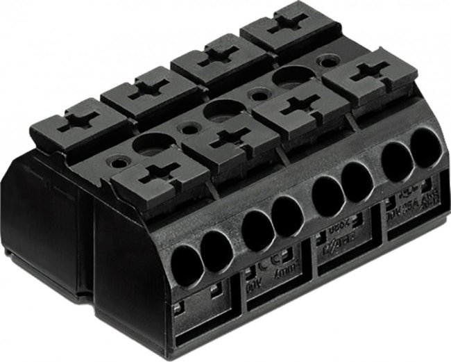 862-504, Клеммная колодка с перегородкой в панель, 2 ряда, 4 вывод(-ов), 20 AWG, 12 AWG, 32 А 862-504, Клеммная колодка с перегородкой в панель, 2 ряда, 4 вывод(-ов), 20 AWG, 12 AWG, 32 А