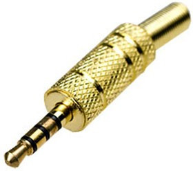 1-075G, штекер аудио-видео 3.5мм 4 контакта металл на кабель "позолоченный"