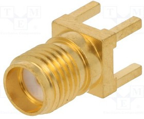 901-10112, Гнездо; SMA; "мама"; прямой; 50Ом; THT; на PCB; тефлон; позолота