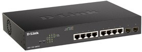 DGS-1100-10MPV2/A3A Настраиваемый L2 коммутатор с 8 портами 10/100/1000Base-T и 2 портами 1000Base-X SFP (8 портов PoE 802.3af/at, PoE-бюдже