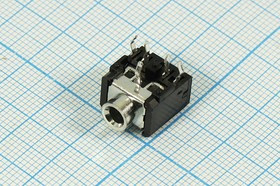 Гнездо 3,5стерео, 5C, на плату, угловое, ON-OFF, ST-027; Q-2998 гн 3,5стерео\5C\плат\ угл\ON-OFF\ST-027\