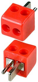 1-606, разъем аудио"точка-тире" штекер пластик на кабель красный "кубик"