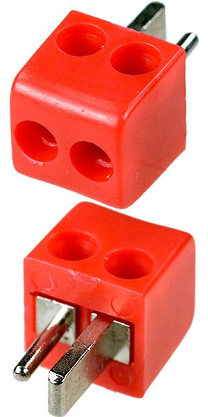 1-606, разъем аудио"точка-тире" штекер пластик на кабель красный "кубик"