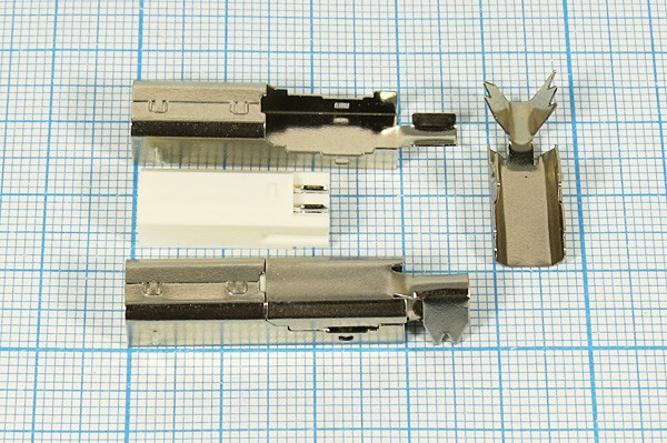 Разъем USB вилка, тип B, контакты на кабель, пайка, USB B CP