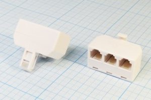 Штекер телефонный 6P4C-Гнездо телефонное 6P4Cx3, [RJ-11]; №1470 штек телеф 6P4C-гн телеф 6P4Cx3\\\[RJ-11]