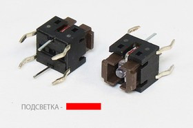 Тактовая кнопка, 7 x 6xh 7.0, алгоритм работы NO, IL2Вкрасный, контакты 6P, SI-TLL62