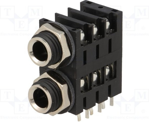 ACJS-MHDC, Гнездо; Jack 6,35мм; "мама"; stereo; угловой 90°; на панель; THT ACJS-MHDC, Гнездо; Jack 6,35мм; "мама"; stereo; угловой 90°; на панель; THT