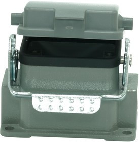 MP009358, Разъем для тяжелых условий, Основа, сквозной монтаж с гайкой, ввод сбоку, Корпус из Алюминия