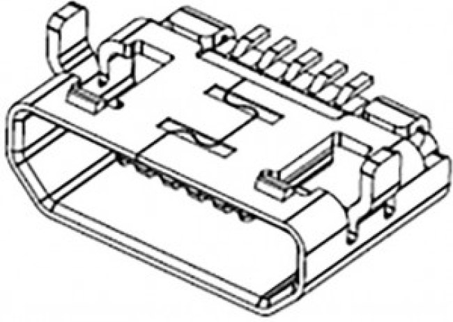 MX-105164-0001, Гнездо, USB B micro, на PCB, SMT, PIN: 5, горизонтальный, USB 2.0