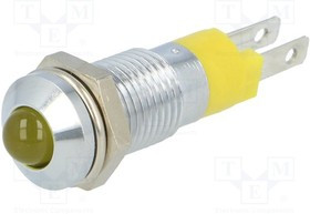 SMQD08114, Индикат.лампа: LED, выпуклый, 24-28ВDC, Отв: d8,2мм, IP40, металл