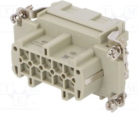 T2040104201-000, Разъем: HDC, "мама", HE, PIN: 10, 10+PE, размер 4, без контактов, 16А