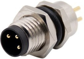 RND 205-01132, Circular Connector, M8, Plug, Straight, Poles - 3, Solder, Panel Mount