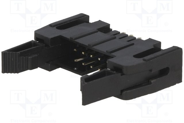 DS1011-10SBSIB7-B, вилка двухрядная прямая на плату, 10 конт., длинные защелки (7.9мм), черная / SCM-10 (IDCC-10MS) (IDH-10S2GN) (DS1011-10S