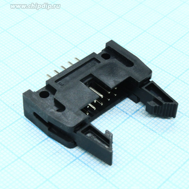 DS1011-10SBSIB7-B, вилка двухрядная прямая на плату, 10 конт., длинные защелки (7.9мм), черная / SCM-10 (IDCC-10MS) (IDH-10S2GN) (DS1011-10S