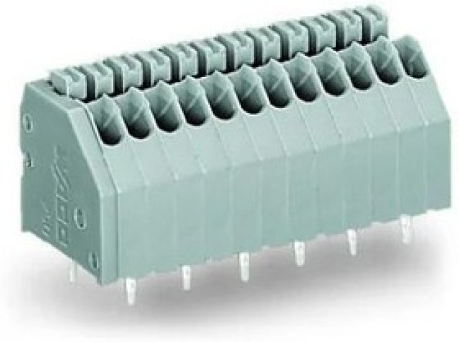250-412/000-006, 12-конт.клем колодка, шаг 2,5 мм, наж. кнопка, синяя