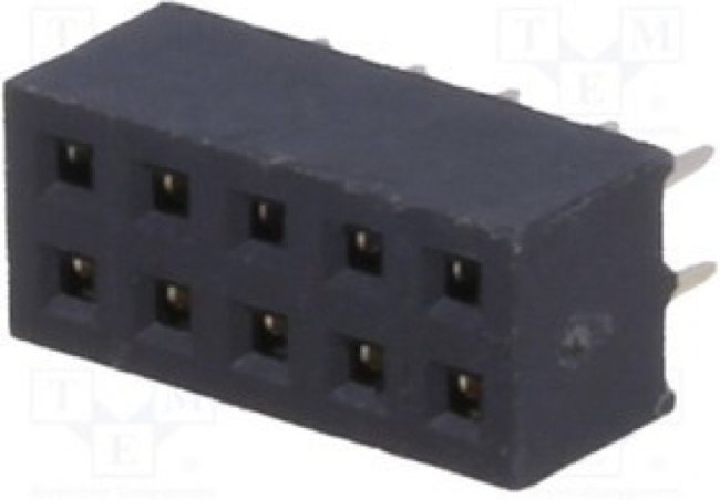 ZL265-10DG, Гнездо штыревое "мама" PIN 10 прямой 2мм THT 2x5 дл.2,7мм