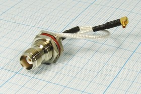 Переходник антенный угловой MMCX-TNC с кабелем длиной 0.15м; №4406 шнур штек MMCX угл-гн TNC пан\0,15м\Au/Ni/мет\\