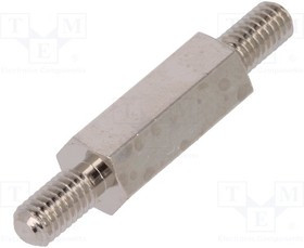 TMM-3X12/DR413-K, Дистанцирующая стойка с резьбой, 12мм, Внешн.резьба: M3, латунь