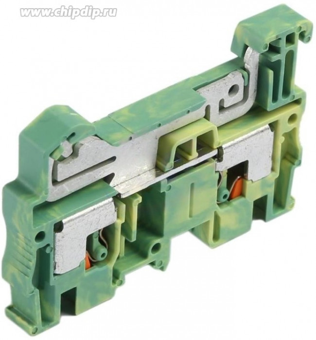 TP4-2-PE, Клемма на Din-рейку 2 конт push-in 4 мм2 проходн. заземляющ.