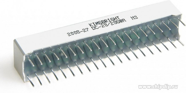 DC-20/20GWA, 20 сегментный шкальный дисплей/зеленый/ 568нм/3.6-9мкд