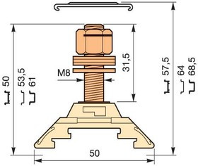 Клемма HD70/22.F8.31 1шпилька | 1SNA295400R0600 | TE Клемма HD70/22.F8.31 1шпилька | 1SNA295400R0600 | TE