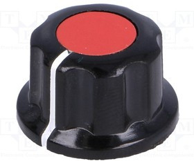 G19-RD, Ручка, с юбкой, бакелит, Диаметр оси 6,35мм, -16,5x11мм, винтом