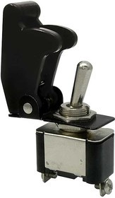 SAC-01 BLACK KN3A-01, Тумблер двухпозиционный однополюсный KN3A-01 с черным предохранительным колпачом SAC-01, 51х16х28 мм, ON-OFF, SPST,