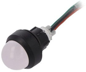 LRG-D20H-230ACWK, Индикат.лампа: LED, выпуклый, 230ВAC, Отв: d13мм, провода 30