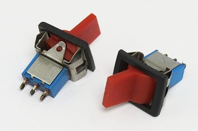 Рычажный переключатель (тумблер), 220В, 3А, переключение ON-OFF, 16x12, красный, контакты 3C, RLS-102F1