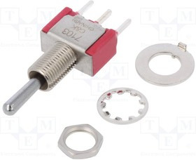 7103SYCQE, Переключатель: тумблер, Пол: 3, SP3T, ON-OFF-ON, 5A/120ВAC, IP40