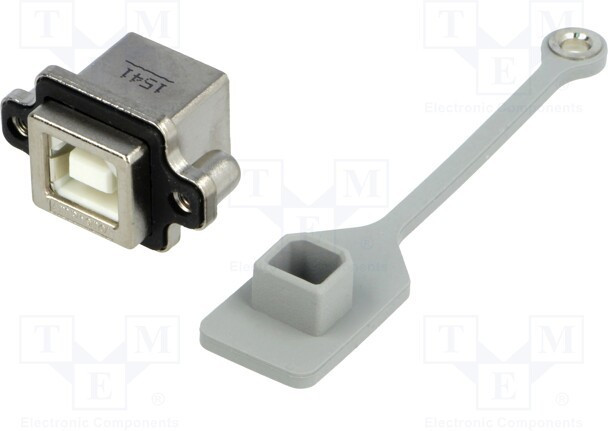 MUSB-D111-M1, Гнездо, USB B, MUSB, на панель, винтами, THT, угловой 90°, USB 2.0 MUSB-D111-M1, Гнездо, USB B, MUSB, на панель, винтами, THT, угловой 90°, USB 2.0