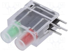 DBKD220, LED; в корпусе; зеленый/красный; 3,9мм; Кол-во диод: 2; 20мА; 40°