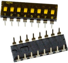 DI-F08, Dip переключатель гермет. 8 поз. 2.54мм 24В 25мА