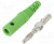 FK 8 S NI / GN, Вилка, "банан" 4мм, 32А, 33ВAC, 70ВDC, зеленый, Длина: 65,5мм