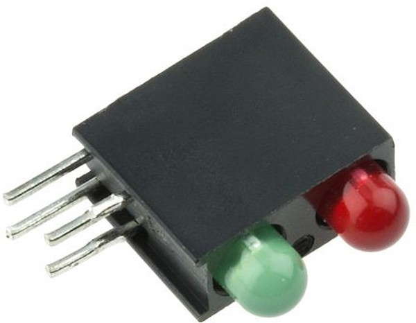 553-0112F, 553-0112F, Green &amp; Red Right Angle PCB LED Indicator, 2 LEDs, Through Hole 3 V