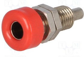 BU403NI-RT, Гнездо, "банан" 4мм, 32А, 33ВAC, 70ВDC, красный, никелированные