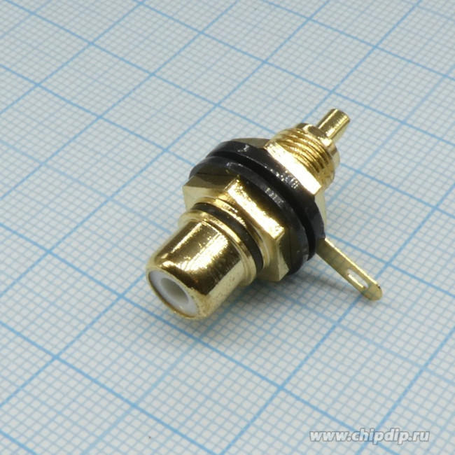 RS-115G, RCA черное/белое гнездо на панель (зол.)