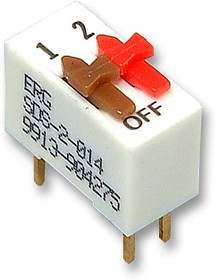 SDS-2-014, DIP / SIP переключатель, 2 схем(-а), Ползунок, Сквозное Отверстие, SPST, 100 В, 1 А
