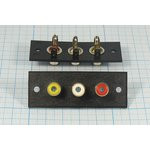 Панель с тремя гнездами RCA, № 9346 гн RCA x 3\пан фланц\1кр+1бел+1жел\ \пл\Ni\CP28-005\