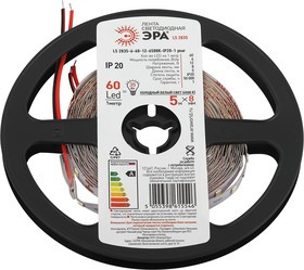 Светодиодная лента ЭРА LS2835 6-60-12-6500K-IP20-1 year-5m холодный белый свет Б0053972