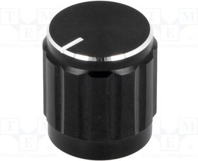 GC6M-15X16, Ручка 15мм Цвет чёрная для потенциометра с валом 6мм с насечкой